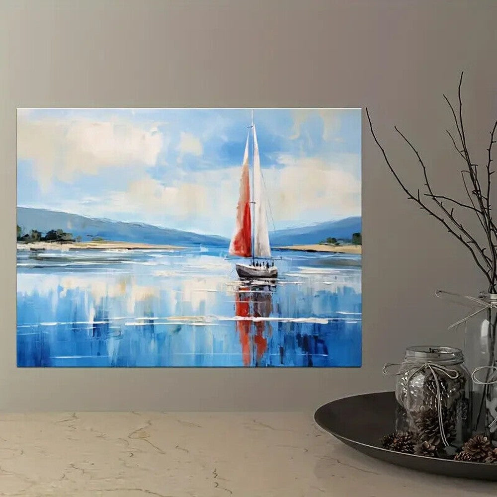 Scenic Sailboat On Calm Waters Vibrant Canvas Print Framed 12" x 16" NEW! Home & Garden:Home Décor:Posters & Prints Style Your Walls